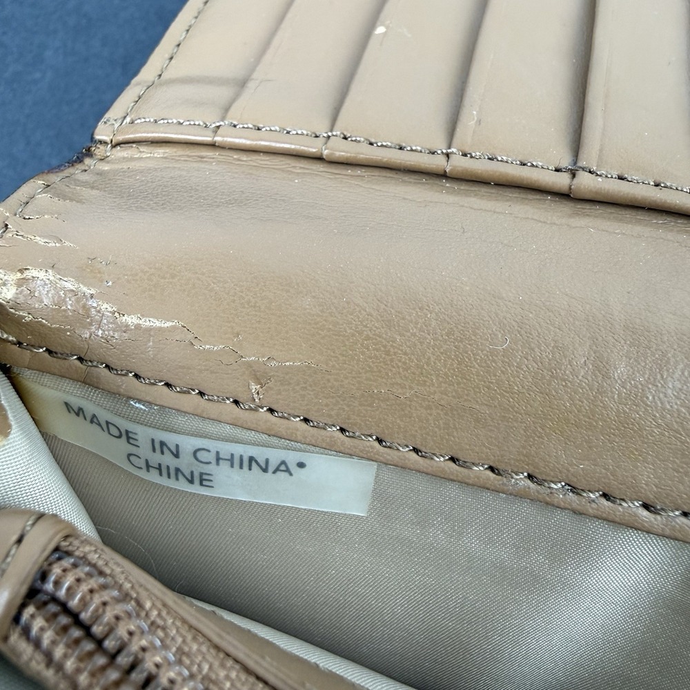 Coach Turn Lock Wallet Snakeskin Croc Embossed Tan Beige Trifold Clutch Rare - Picture 6 of 10